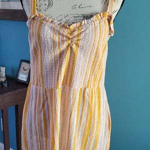 Market & Spruce Yellow White Smocked Sundress Large